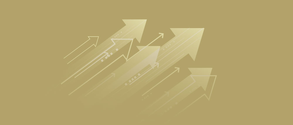 gold arrows pointing to top right corner