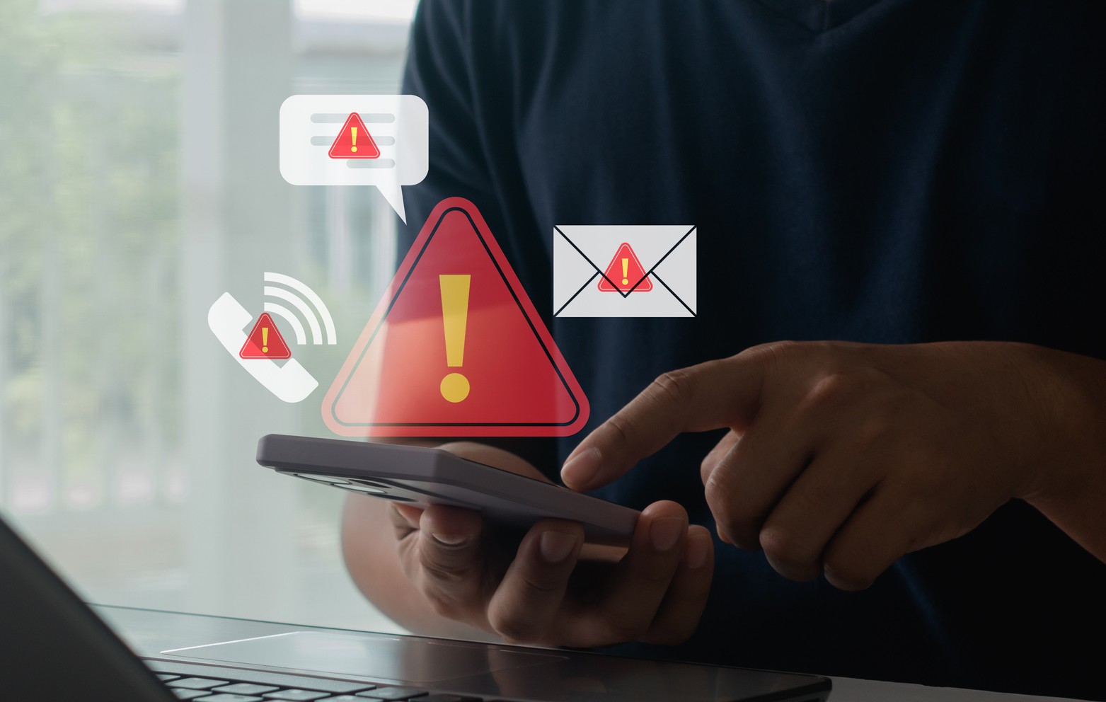Graphic of warning signs on application symbols